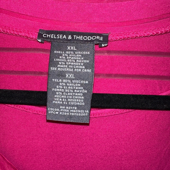 Women's Chelsea & Theodore Top XXL Pink Striped Cowl Neck Built in Undershirt - Picture 8 of 9